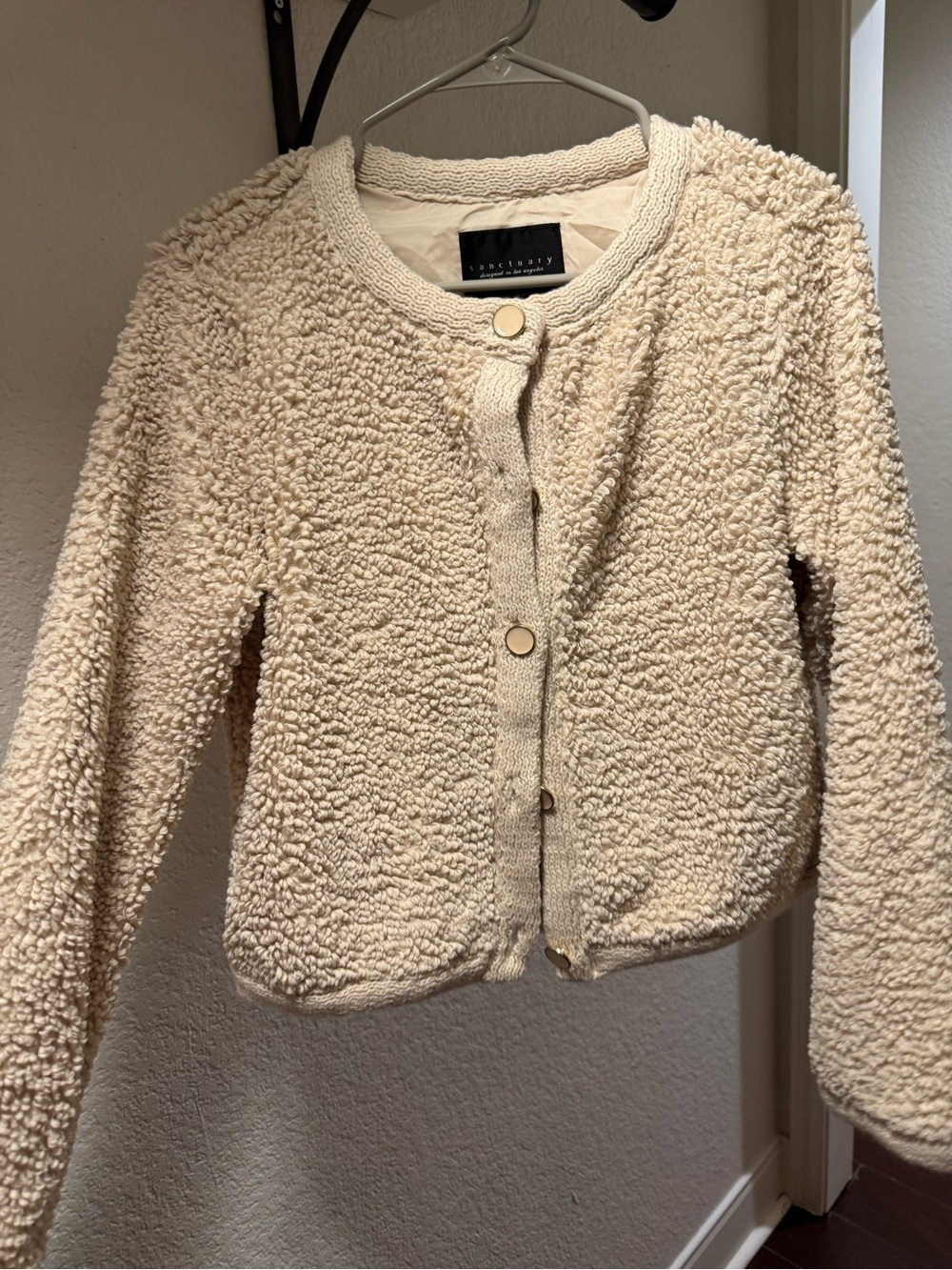 Sanctuary Cream Sherpa Snap-Front Cardigan